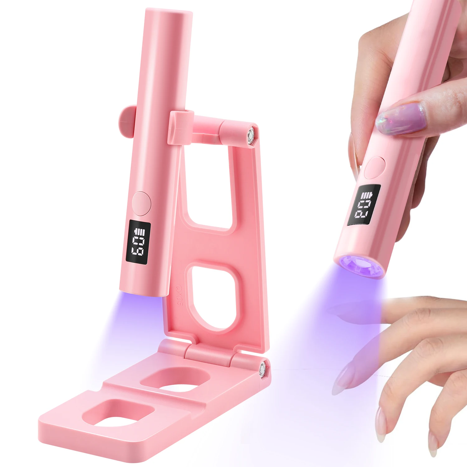 무선 UV LED 네일 램프, 스탠드 브래킷 포함 휴대용, 충전식 USB 젤 네일 건조기, 빠른 젤 네일 폴리쉬 건조용, 네일 살롱용