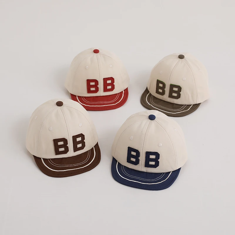 Autumn Winter Baby Baseball Caps Letter B Pattern Kids Boys Girls Sun Hats Cotton Children Peaked Hat 2023 autumn kids baseball caps fashion letter baby peaked caps kids accessories for girls boys