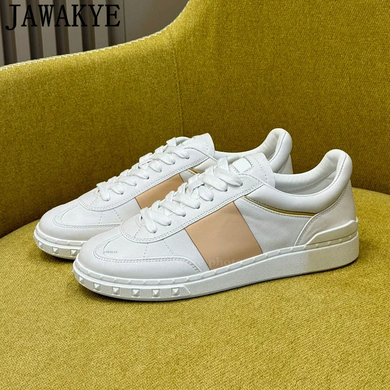 

Casual Lace up Sneakers Flat Shoes Women Multicolour Suede Leather Splicing Runway Single Shoes Comfort lovers Walk Shoes Men