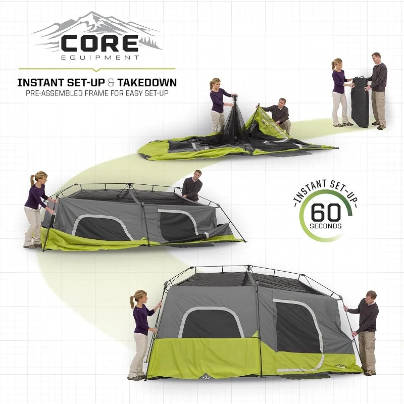 Core 9 Person Instant Cabin Tent - 14' x 9', Green (40008) 4