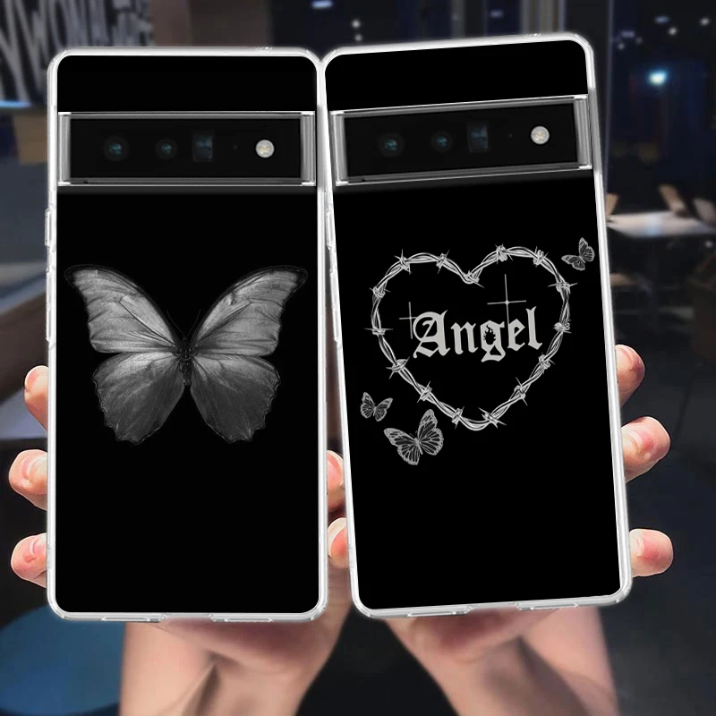 Gothic Style Black Lip Design Clear TPU Phone Case