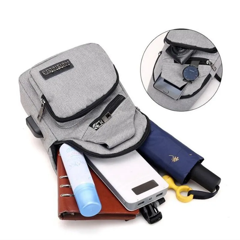 Anti Theft Chest Bag Shoulder Bags USB Charging Crossbody Bag School Short Trip Messengers Bags