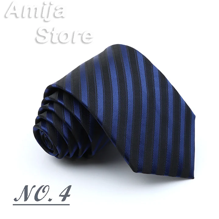 Klassische Herren-Krawatte mit Streifen, modische Krawatten, Marineblau, Jacquard, gewebt, brandneue Accessoires, Alltagskleidung, Krawatte, Hochzeit, Party, Geschenk für Männer – Detail 6