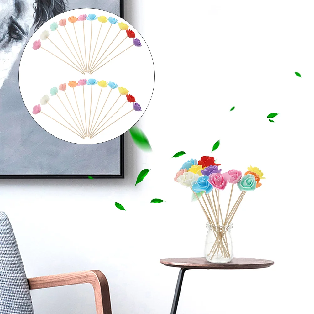 24pcs Aromatherapy Rattan Sticks Essential Oil Diffuser Fragrance Scented Sticks Artificial Flowers Home Decor Natural Rattan