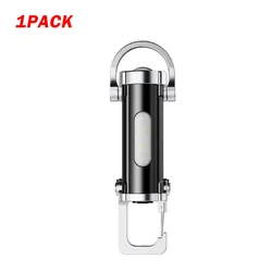 Compact Rechargeable Keychain Flashlight with COB Technology - Emergency Outdoor Light - Fixed Focus (Black 1PC)
