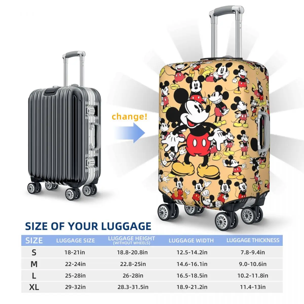 Mickey Mouse Graffiti Suitcase Cover Funny Animal Print Flight Fun Luggage Case Cruise Trip Protector Cartoon 6
