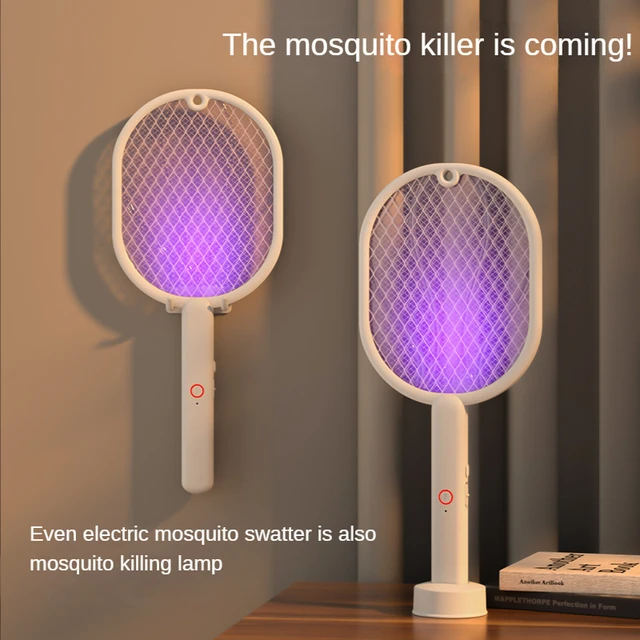 Elektronikus Szúnyoggyilkos Ütő Uv Könnyű Csapda Plusz Elektromos Ütés 2-In-1 Usb Újratölthető Légygyilkosság Swatter Állványtal - Image 3