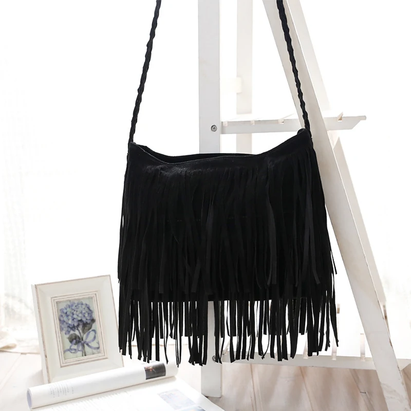 Faux Suede Women's Messenger Bags Tote Luxury Fashion Tassel Vintage Winter Designer Outdoor Travel Shoulder Ladies Handbag New