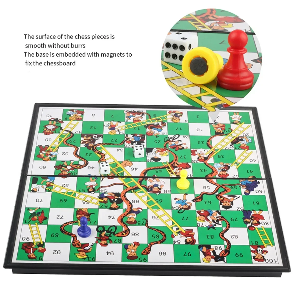 1Set Snake Ladder Educational Kids Children Toys Interesting Board Game Set Portable Flying Chess Board Family Game