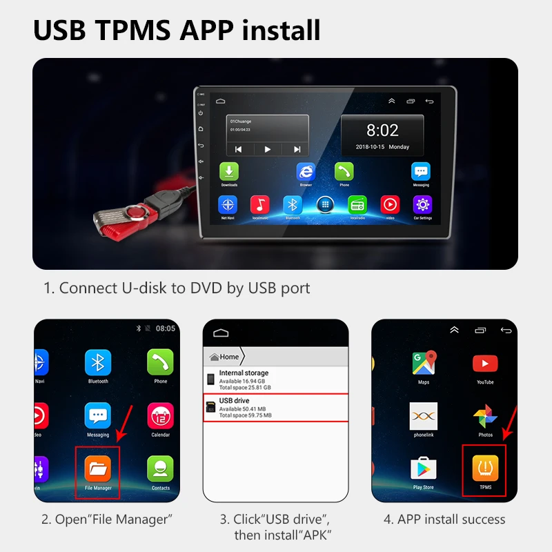 Jansite  Ÿ̾ з 溸  ý, USB ȵ̵ TPMS,  ȵ̵ ÷̾ µ , 4  