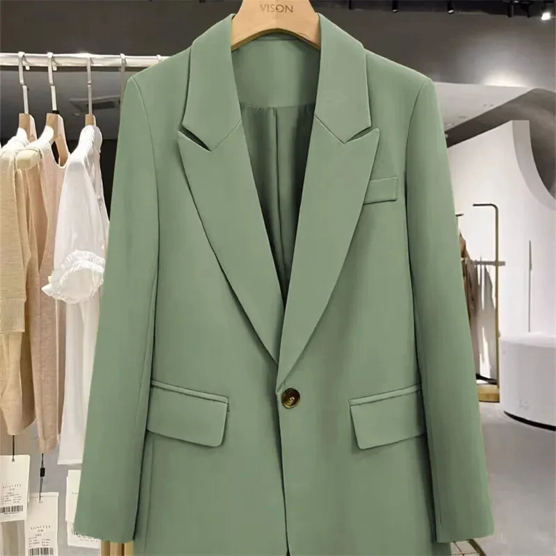 

Женский офисный пиджак на одной пуговице, повседневный свободный Универсальный пиджак в Корейском стиле, весна-осень 2024