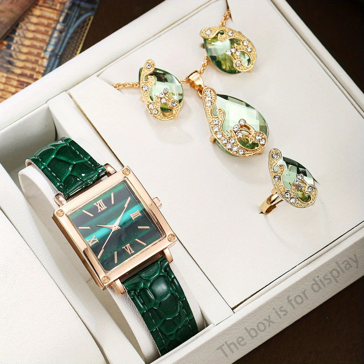 Womens Watch Set Fashion Classic Roman Digital Scale Dial Quartz