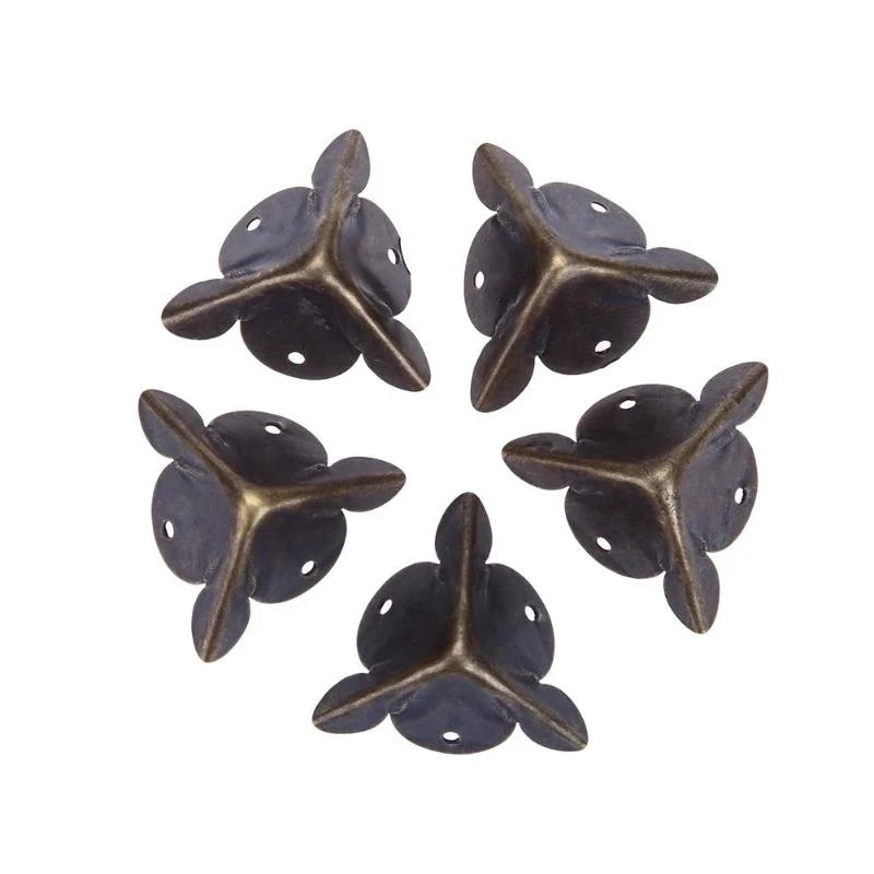 New 12pcs Antique Furniture Bracket Decorative Corner Jewelry Wine Box Wooden Case Feet Leg Corner Edge Metal Protection Cover
