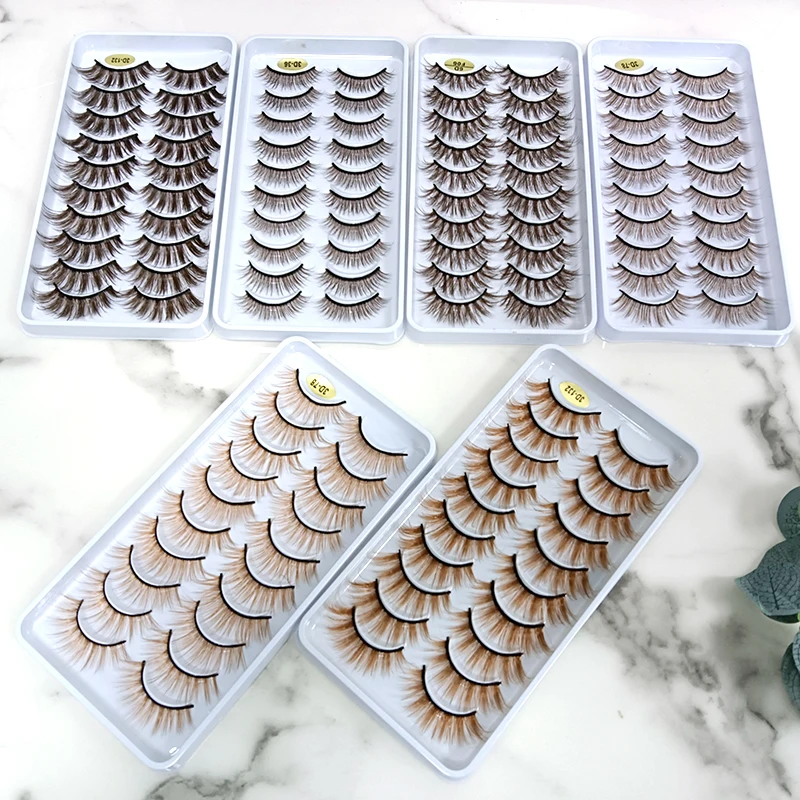 Description Picture 2 of itemOKAYLASH Blond False Eyelashes 10 Pairs/Case Light Dark Brown Fake Colored Eye Lashes 3D Fluffy Cils