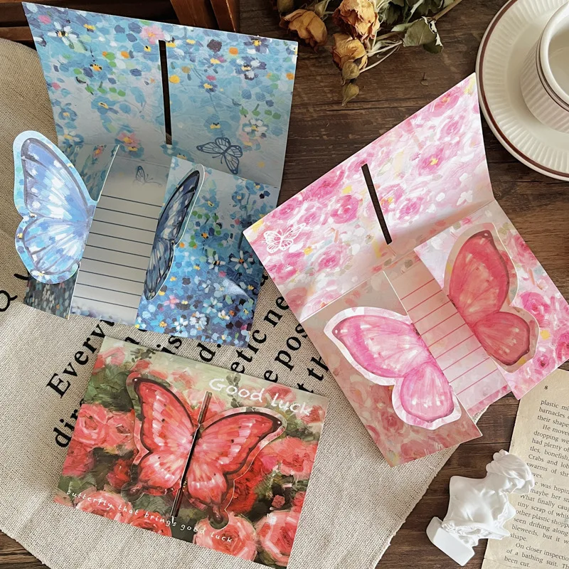 4pcs 3D Butterfly Card Pop-Up Greeting Cards Marry Christmas Greeting Card Kids Gift Memorial Day Cards Birthday