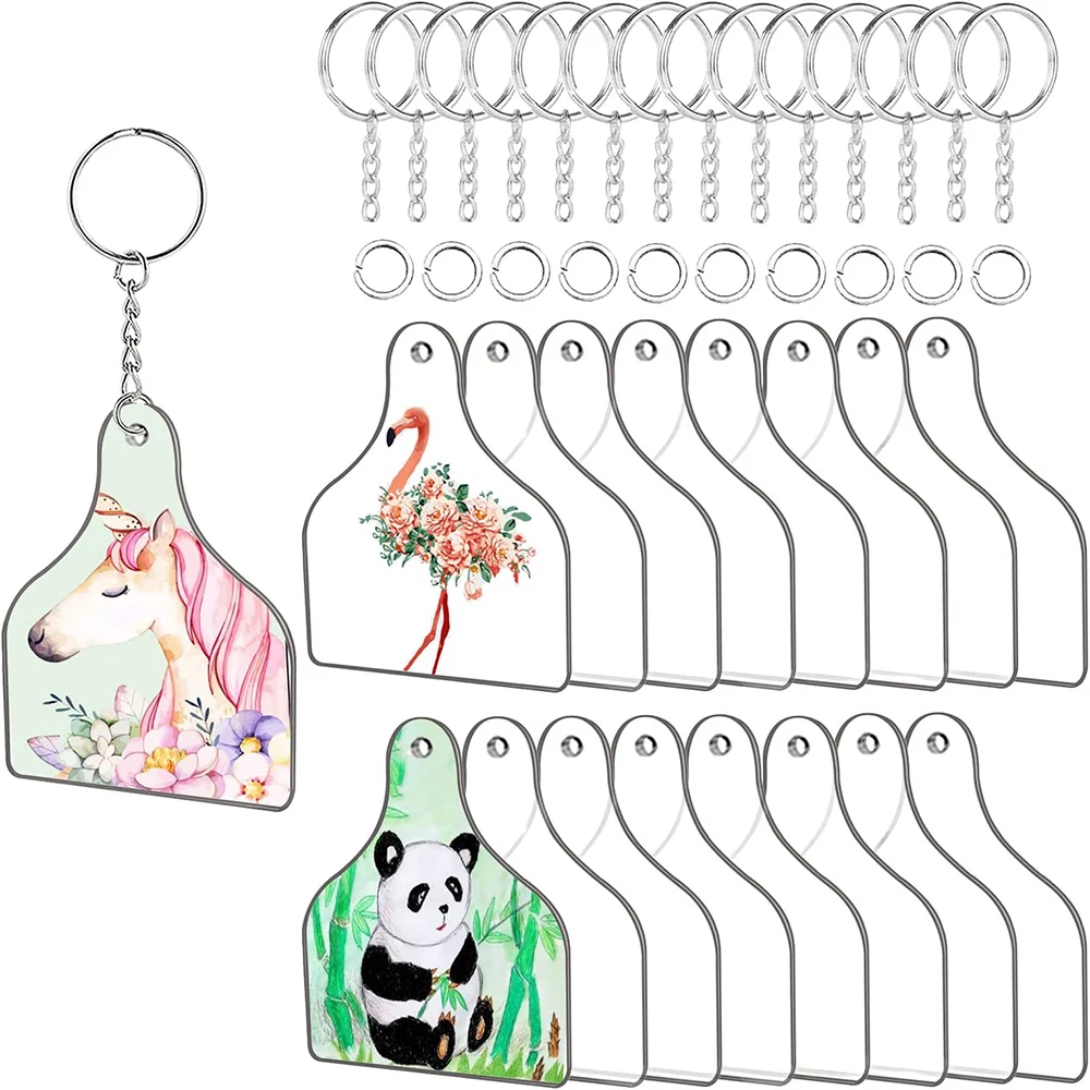 90pcs Clear Key Tags Acrylic Keychain Blanks for Cricut DIY Keychain Vinyl Crafting Ornament Blanks DIY Keychain Making