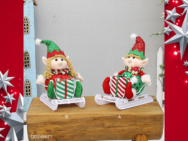 Description Picture 3 of itemNew Fabric Lying Posture Telescopic Sled Elf Doll Christmas Party Gift Decoration Supplies Ornaments