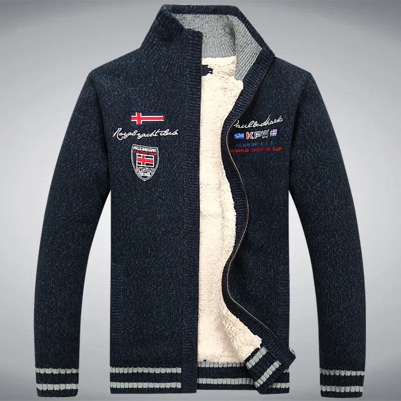 Polaire chaud homme pull doublure en laine hiver Cardigan épaissir pardessus décontracté coton noir blanc rouge hommes v