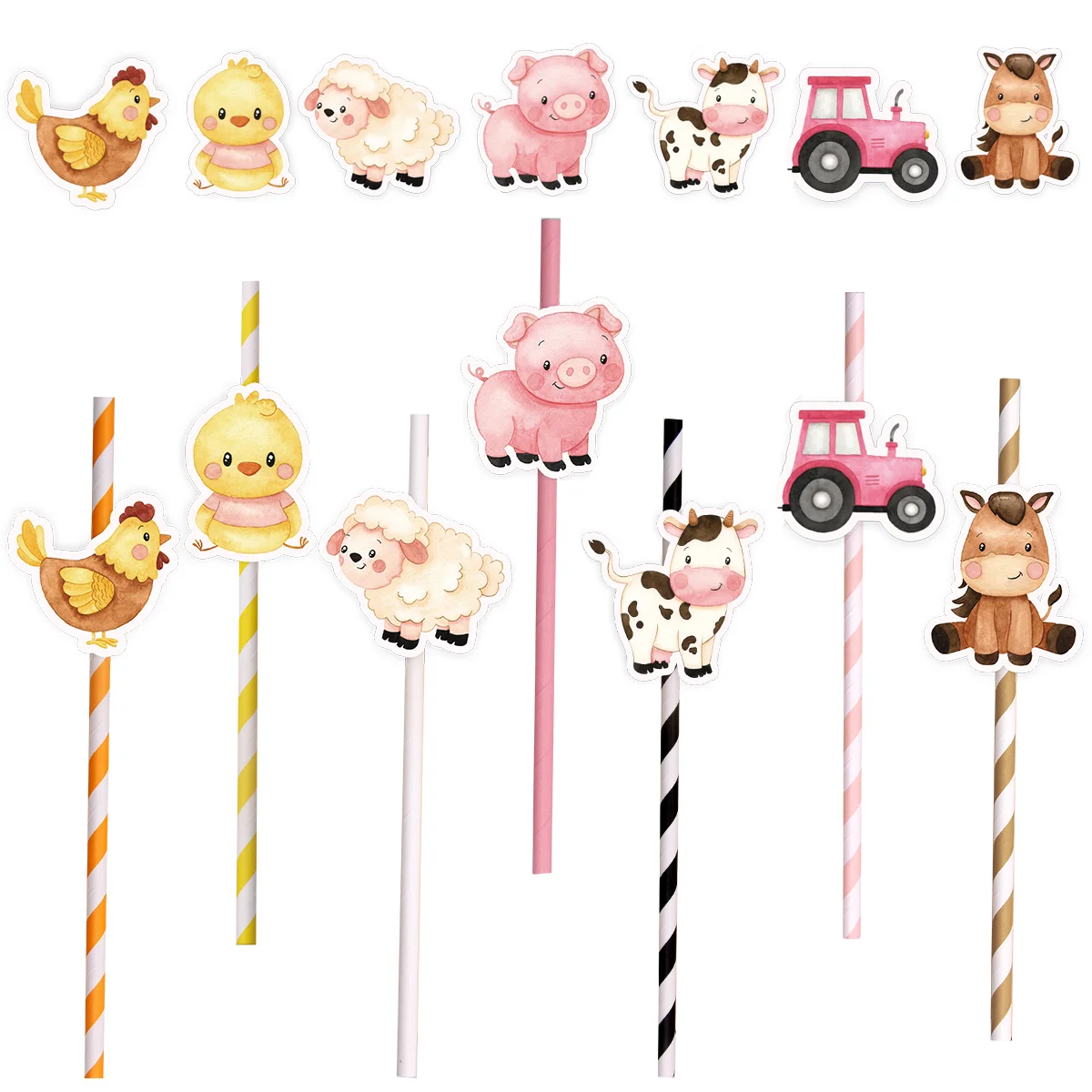 1 Satz Karton Wildtier Cupcake Topper Papier Aufkleber Trinkhalme für Baby party Geburtstag Dschungel Party Dekoration liefert – Detail 3