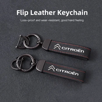 Accessori auto in pelle scamosciata Portachiavi Portachiavi per Citroen C3 C5 C5X C4 e-C4 X e-C3 C-Elysee Berlingo C1 C-Crosser C6 C2 AIRCROSS
