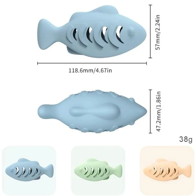 Fish Design Interactive Cat Toy for Indoor Cats Food Dispenser Feeder Blue Treat & Catnip Stuffer Fun Engaging Pet Playing