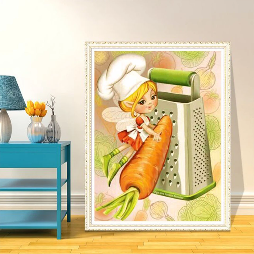 Diamond Painting diamond painting Evershine Full Square/Round Drill 5D DIY Diamond Painting Cartoon Diamond Embroidery Chef Girl Cross Stitch Mosaic Home Decor