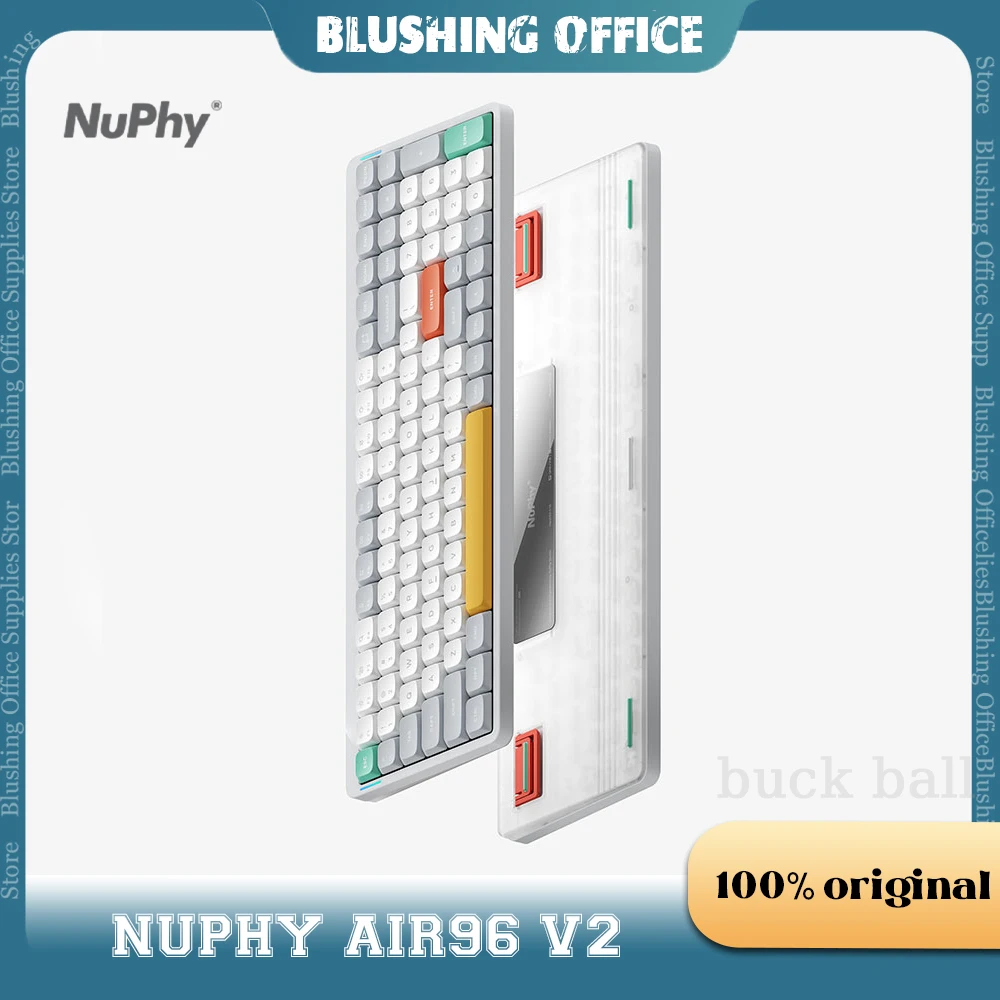 

Механическая клавиатура Nuphy Air96 V2, низкопрофильная Беспроводная Bluetooth-клавиатура, 3 режима, ультратонкая Бесшумная офисная игровая клавиатура для Mac