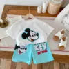 Mickey Mouse Cartoon T-shirt Outfits Summer Boys Clothes Tracksuit Popular Design Children's Wear Set Short Sleeve Tees + Shorts 1