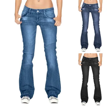 New Flared Jeans Women's Low Waist Baggy Trousers Vintage 1