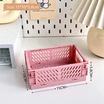 กล่องพลาสติกแบบพับได้กล่องเก็บของอเนกประสงค์ที่เก็บเครื่องสำอางเดสก์ท็อปที่วางของบนโต๊ะใช้ในบ้านกล่องเก็บของสำหรับไปโรงเรียน 8