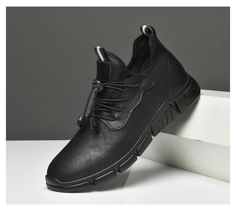 Flache/5 cm Aufzug Männer Schuhe Schwarz Weiches Leder Winter Warme Männer Mokassins Höhe Erhöhen Größere Schuhe Keil Chunky turnschuhe – Detail 20