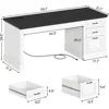 Office Desk with 3 Drawers, 55" Executive Computer Desk with Storage Drawers, Farmhouse Desk with Power Outlet for Home Office 5
