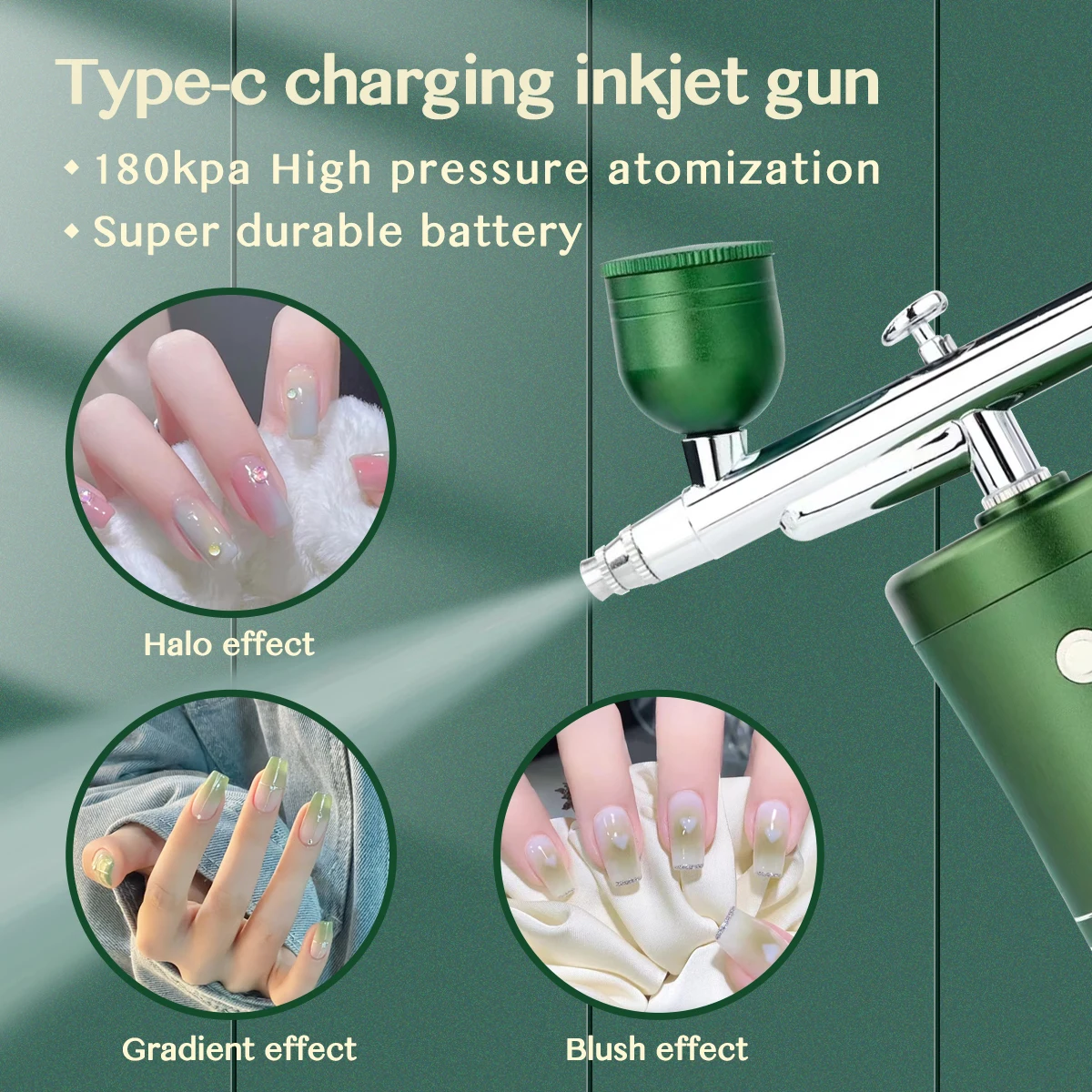 Oxygen Injector 180Kpa 2 Speeds Mini Airbrush Machine for Nail Art