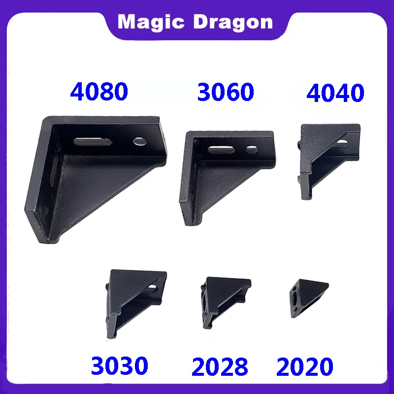 5pcs/10PCS 3030 Corner Bracket Fitting Black Angle Aluminum Connector 3060 4040 4080 for Industrial Aluminum Profile