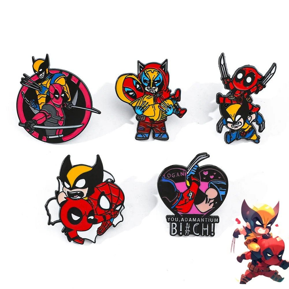 SET Brooch Deadpool & Wolverine Metal Badge Cartoon Anime Genre Character Originality Enamel Pin Backpack Accessories Gifts