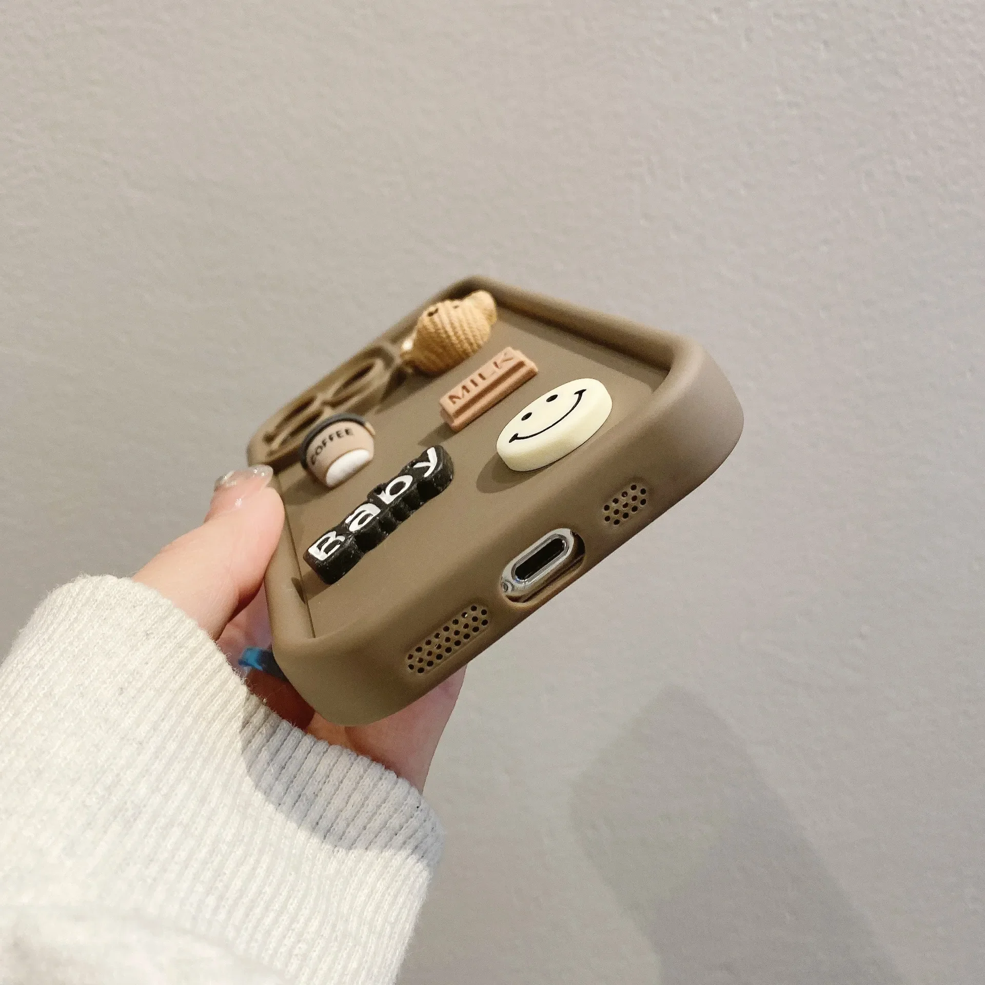 3D Cartoon Coffee Bear Cute Phone Case For iPhone 11 12 13 Pro Max 14 15 Plus Shockproof Smartphone Protector Back Cover Cases