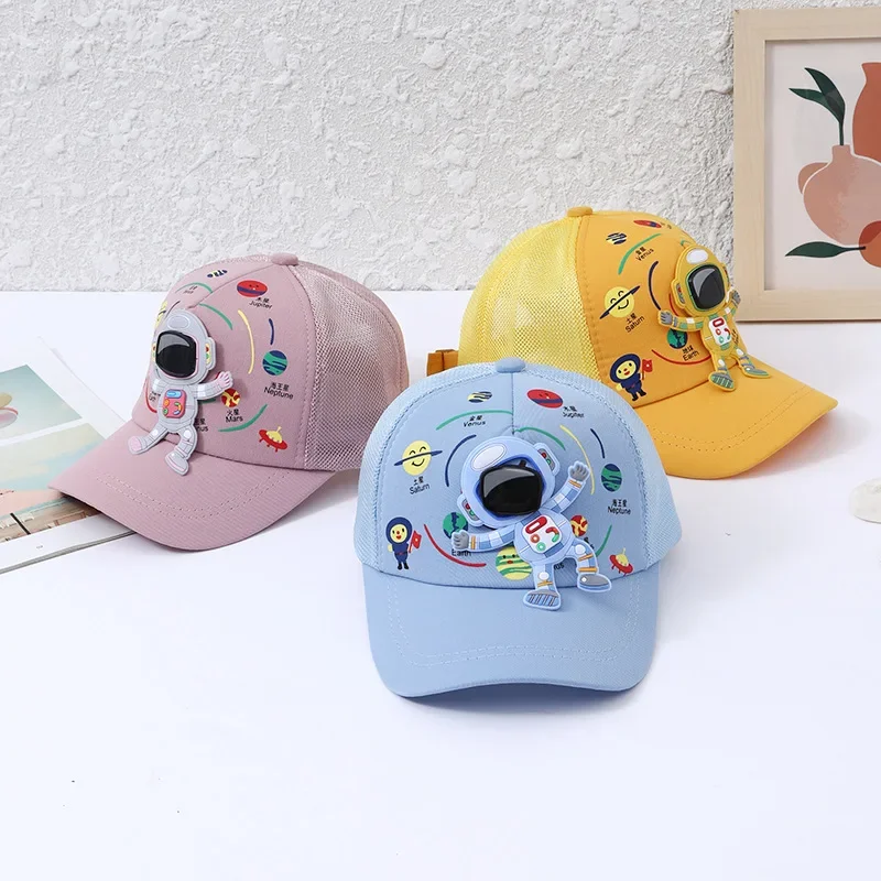 

Adjustable Children's Sun Hat Cartoon Astronaut Cotton Baseball Hat Summer Boys Girls Hip-Hop Snapback Hat For Kids 2023 Spring