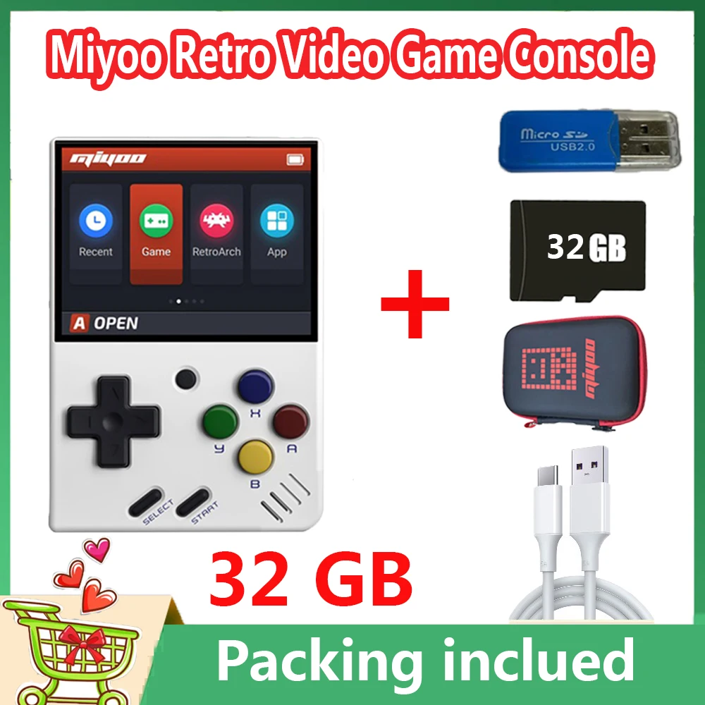Miyoo Mini IPS Retro Video Gaming Console Handheld Game Players for FC GBA Vibration Motor 32G/64G/128G Memory RAM128MB Game 
