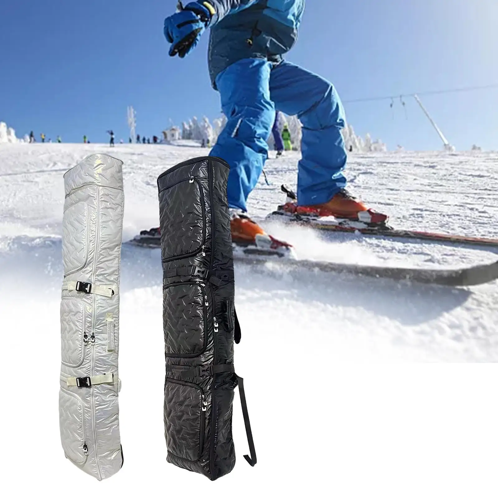 Snowboard Bag with Wheels Snowboards Poles Bag Ski Bag Adjustable Men Women Adjustable Ski Travel Bag Ski Backpack for Skiing