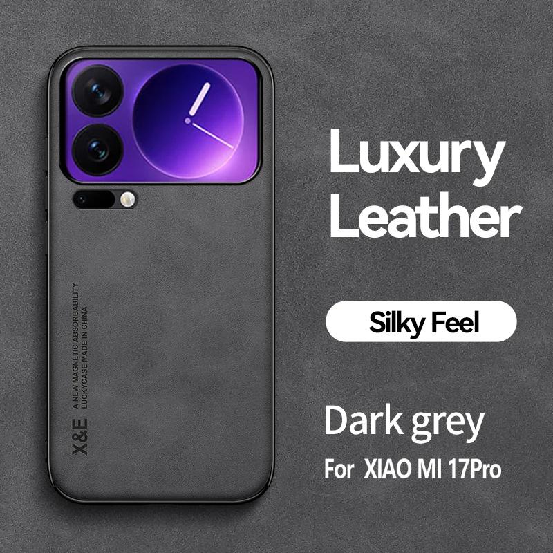 Premium PU Leather Magnetic Car Holder Case with Built-in Iron Protection