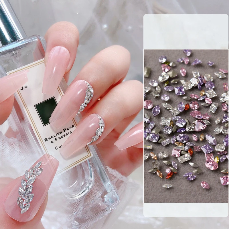 미니 모양의 크리스탈 다이아몬드 네일 장식, DIY 매니큐어 액세서리, 평평한 바닥 라인석, 혼합 색상 유리 원석, 상자당 50 개
