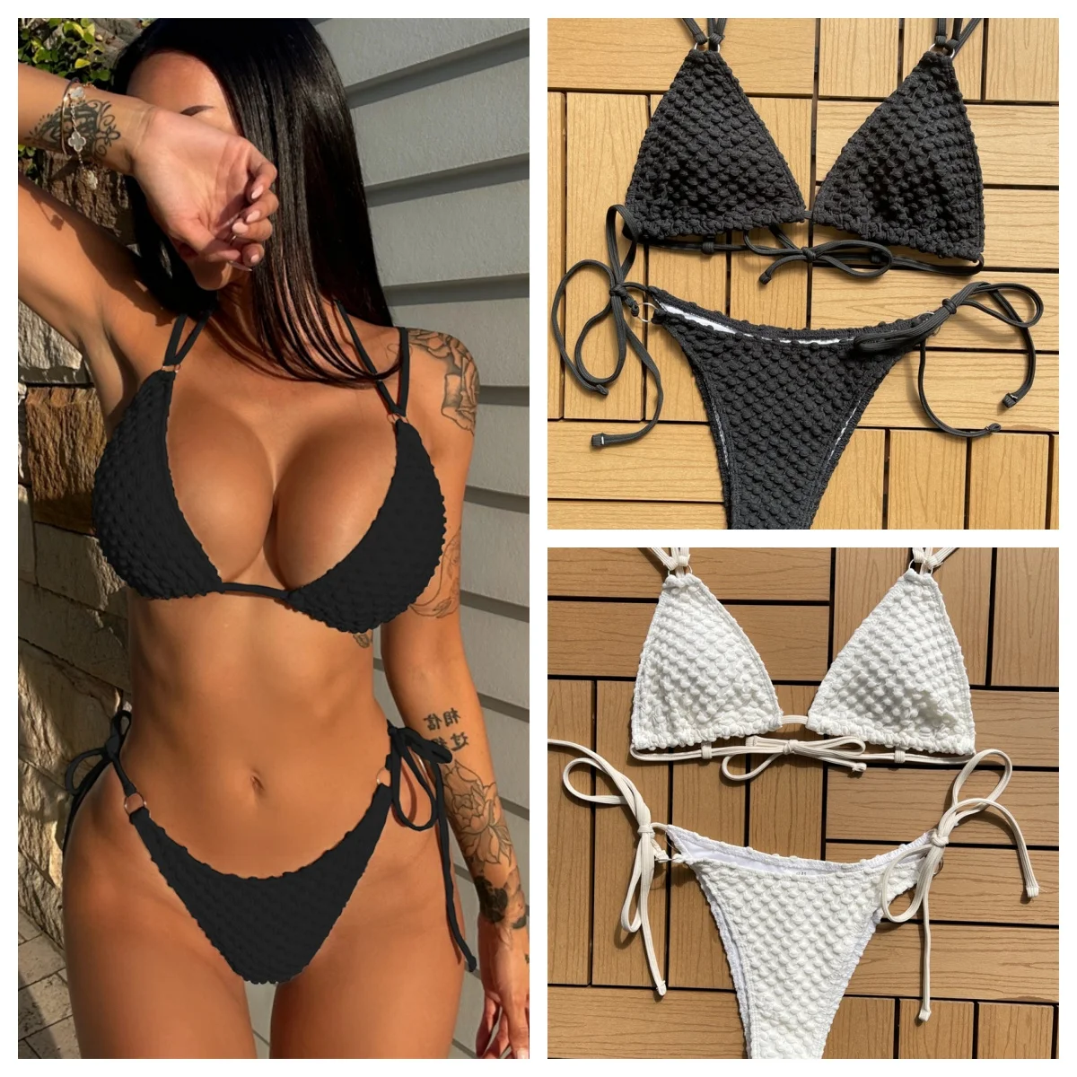 Fashion Bikini Swimwear Women Summer Sexy High Cut Swimsuit Bathing Suits Solid Color Bikinis 2PCS Set Beachwear