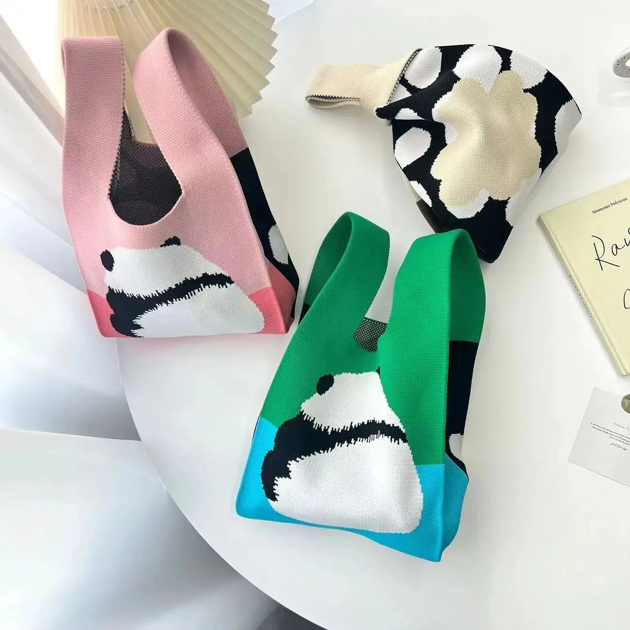 

Сумка ручной вязки Panda Мягкая, легкая и Повседневная