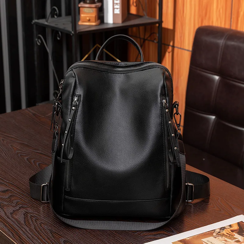 New fashion women's backpack elegant leather school bag for girls large capacity Feminina travel backpack