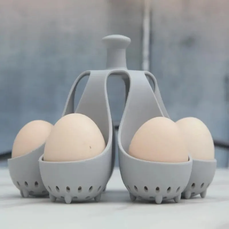 Boiled Egg Holder Silicone Egg Steamer Tray with Anti-scald Handle for Fast Cooking Easy High Temp Resistant for Healthy