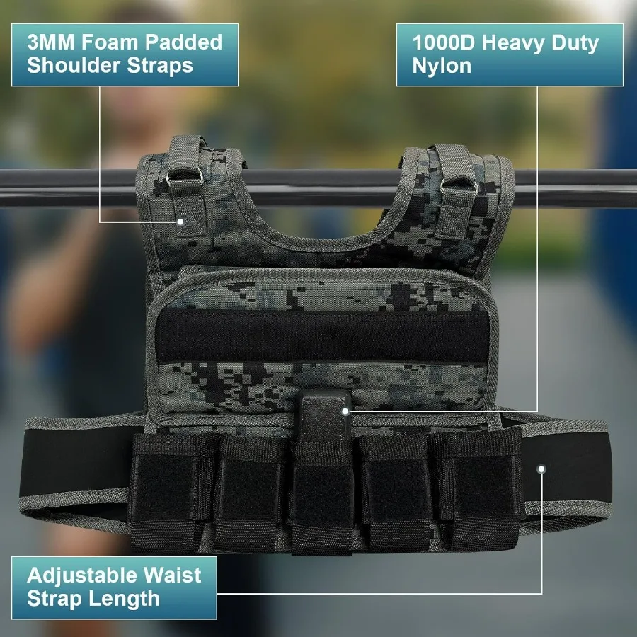 Adjustable Weighted Vest 44 Lb, Weight Vest for Men,Adjustable Wearable Weights with Iron Weights for Home Workouts and Strength