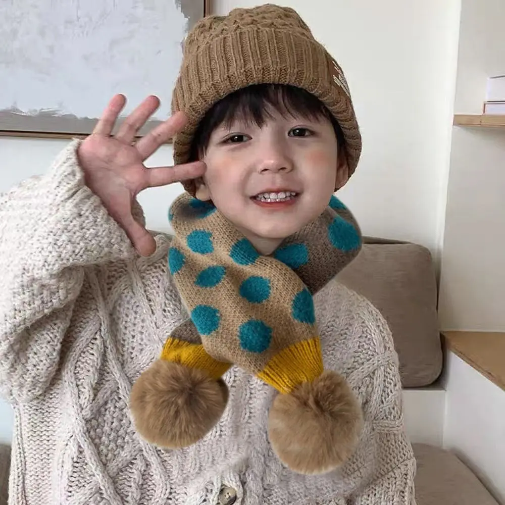 Neckerchief Thickening Thermal Neck Warmer Windproof Snap Fastener Boys Girls Knitting Scarf Ski Motorcycle Scarf Autumn Winter