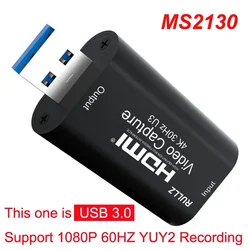 Ultra HD USB Video Capture Card for Game and Camera Recording & Live Streaming (USB 3.0 Black)