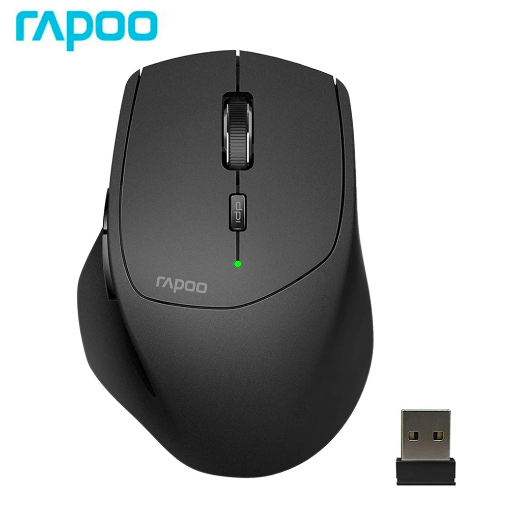 

original RAPOO MT550 Multi-mode Wireless Mouse Connect Up to 4 Devices 1600 DPI Ergonomic Bluetooth Mouse 12 Month Long Battery