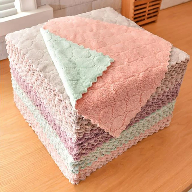 10 Darabos Mikroszálas Törülköző Abszorbens Konyhai Tisztítószövet Nem Tapadó Olaj Edény Rongyok Szalvéták Asztali Háztartási - Image 3